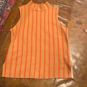 Anthopologie Moth sleeveless mock neck stripe top